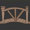 Wooden Arch Bridge Model With Carved Railings Decorative Pillars And Wooden Planks