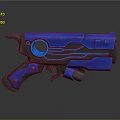 Sci Fi Gun Design With Blue Frame Glowing Lines And Circular Light