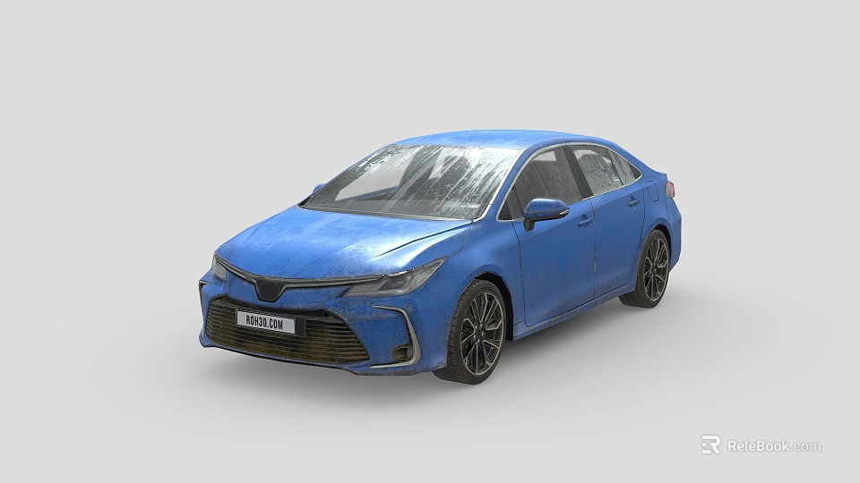 Blue Toyota Sedan With Modern Exterior Design And Black Alloy Wheels 3d model 