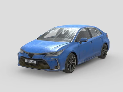Blue Toyota Sedan With Modern Exterior Design And Black Alloy Wheels 3d model