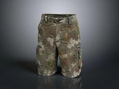 Camo Cargo Shorts With Multiple Utility Pockets And Tactical Design For Men 3d model