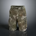 Camo Cargo Shorts With Multiple Utility Pockets And Tactical Design For Men 3d model