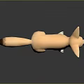 Cute Cartoon Fox 3D Model as Game Movie Character With Big Ears and White Paws