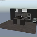 Modern Gray Kitchen Interior With Sleek Cabinets Island Counter And Appliances