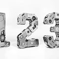 3D Mechanical Numbers 1 2 3 With Gears Bolts And Metallic Texture