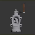 Manual Meat Grinder With Red Handle Metal Body Funnel Shaped Hopper And Grinding Plate