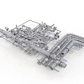 Industrial Equipment Featuring Complex Pipe Assemblies Metal Valves And Mechanical Structures