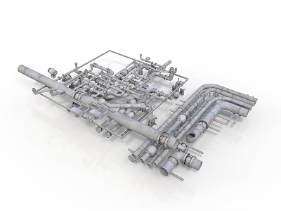 Industrial Equipment Featuring Complex Pipe Assemblies Metal Valves And Mechanical Structures 3d model