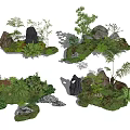 Diverse Decorative Plant Combinations With Green Foliage Rocks And Natural Elements