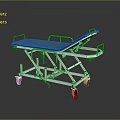 Mobile Medical Stretcher Bed With Blue Mattress White Frame And Wheels