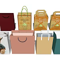 Assorted Colorful Paper Gift Bags And Boxes With Handles For Shopping And Packaging