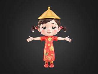 Modern Cartoon Girl 3d model