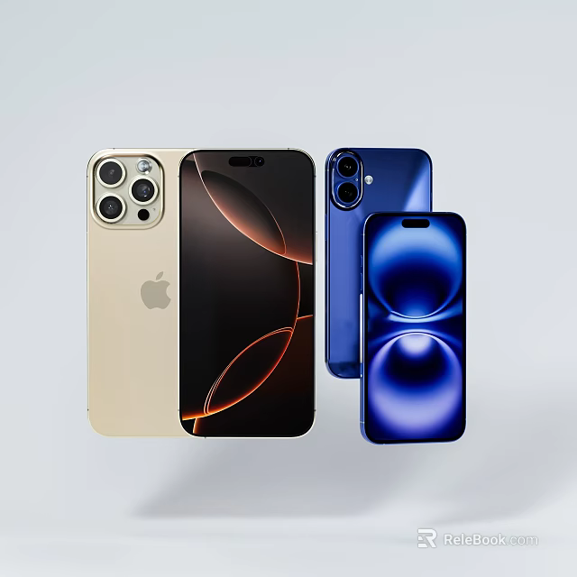 Apple iPhone Models With Multiple Cameras Gold And Blue Color Design Display Setup 3d model