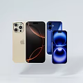 Apple iPhone Models With Multiple Cameras Gold And Blue Color Design Display Setup 3d model