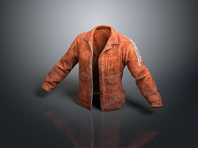 Stylish Orange Jacket With Long Sleeves Front Pockets And Casual Design 3d model