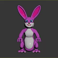 Pink Rabbit Cartoon Toy With Big Ears White Belly And Blue Eyes