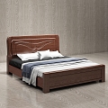 Chinese bedroom solid wood bed 3d model