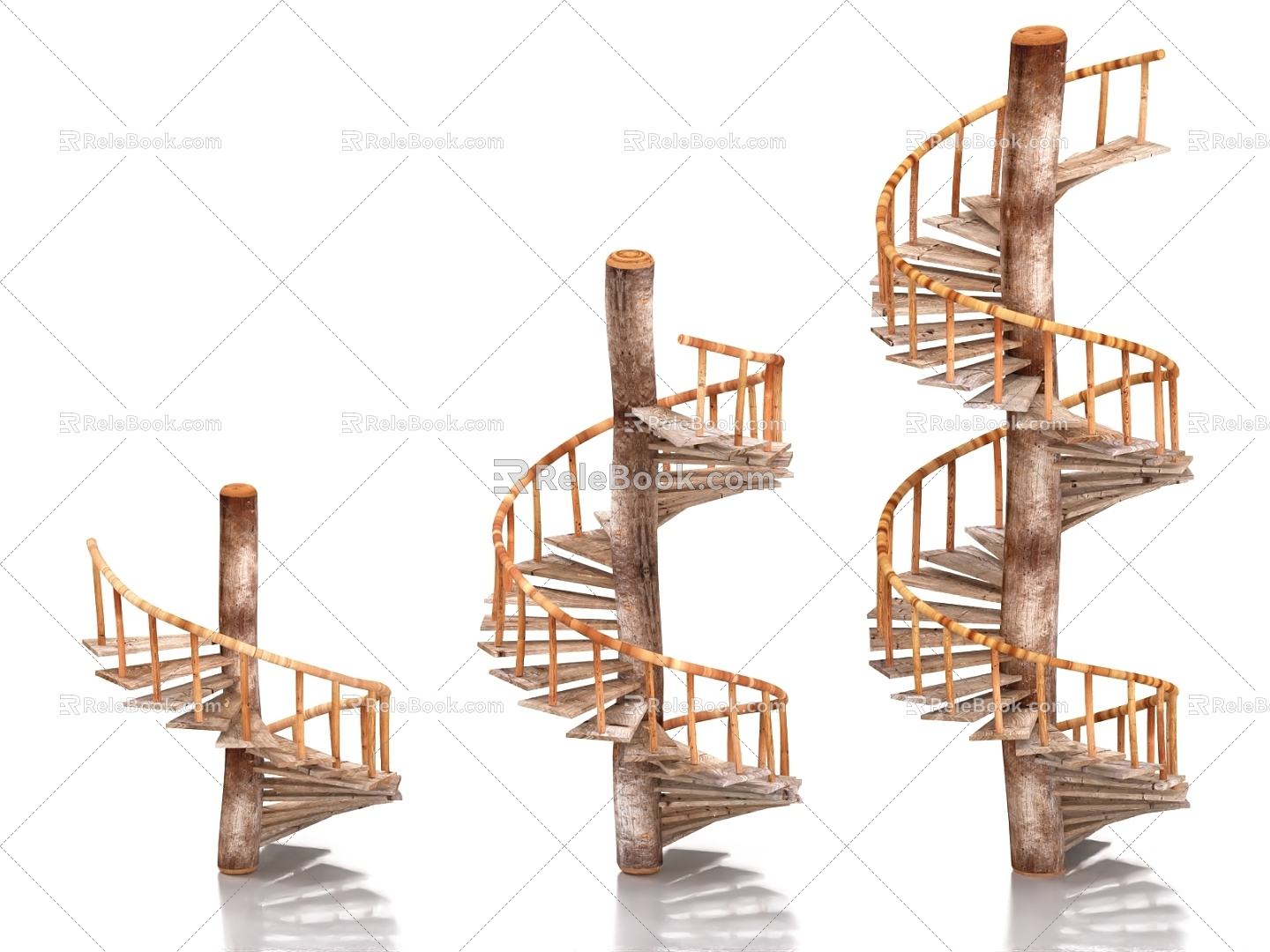 spiral staircase wooden staircase wooden ladder escalator 3d model