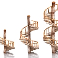 spiral staircase wooden staircase wooden ladder escalator 3d model