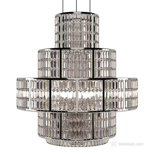 Luxurious Crystal Multi Tier Chandelier with Modern Design and Sparkling Details 3d model 