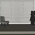 Modern White Blinds In Minimalist Room With Checkered Chair And Silver Figurine