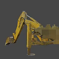 Yellow Construction Vehicle Arm With Excavator Bucket And Hydraulic Parts