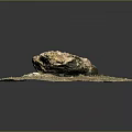 Natural Stone Piece On Wooden Circular Platform With Grass And Small Stones
