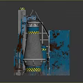 Industrial Equipment With Conical Structure Blue Control Cabinet Ladder And Warning Stripes