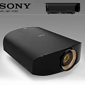 Sony Home Theater Projector With Sleek Black Design And Golden Lens Ring