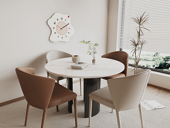 Round Dining Table and Chair 3d model