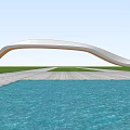 Modern Curved Entrance Gate At Central Park With Trees Grass And Paved Square