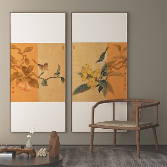 New Chinese Plant Painting Decorative Painting 3d model