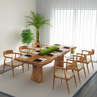New Chinese Meeting Table and Chair Meeting Table and Chair Combination 3d model