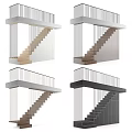 Modern Interior Staircase Design With Wooden Steps And Black Metal Railings