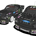 Black Sporty Racing Cars With Monster Rayani TrouniGan Logos And Wide Body