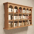 Decorative Mug Set On Wooden Shelf With Various Colors And Styles