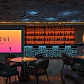 IVERVI Cocktail View Bar Interior With Wine Shelves Tables And Ambient Lighting