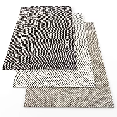 Square Rugs With Geometric Patterns In Black White And Beige For Home Decor 3d model