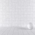 White Ceramic Tile Wall and Floor Background With Decorative Sphere 3d model