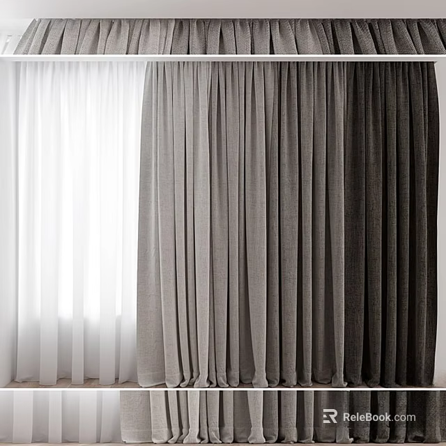 White Light Grey And Dark Grey Curtains For Modern Home Window Decor 3d model 