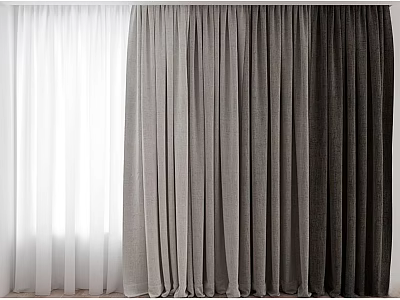 White Light Grey And Dark Grey Curtains For Modern Home Window Decor 3d model