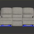 Light Beige Three Seater Sofa With Soft Upholstered Fabric And Modern Living Room Design