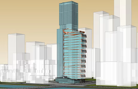 High-rise office building 3d model