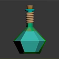 Green Geometric Shaped Bottle With Cork Stopper And Brown Rope Detail