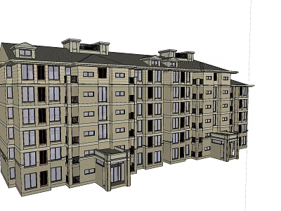Multistory Apartment Building Exterior With Detailed Modern Windows And Balconies 3d model