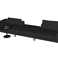 Modern Dark Grey Three Seater Upholstered Sofa with Armrests and Side Table 3d model