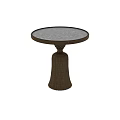 Stylish Round Dining Table With Glass Top And Woven Base Design 3d model