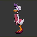 3D Cartoon Character Design With Purple Bow Pink Dress And Pink Shoes
