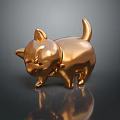 Golden Shiny Cat Shaped Decorative Figurine For Home Furniture Accessory