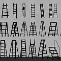 Various Types of Hardware Tools Including Different Ladders for Home and Industrial Use